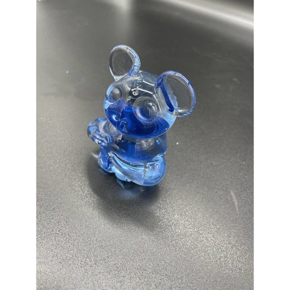 Art Glass Mouse Figurine Blue Hand Blown Glass - Picture 4 of 9